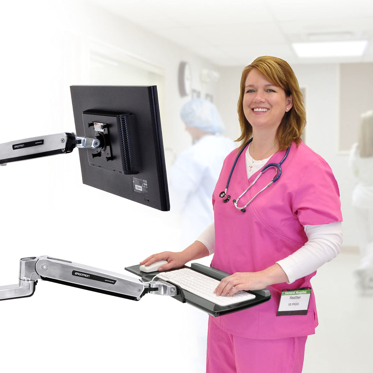 Wall-Mount Sit-Stand Adjustable Keyboard Arm & Tray