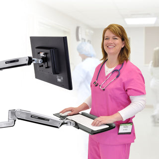 Wall-Mount Sit-Stand Adjustable Keyboard Arm & Tray