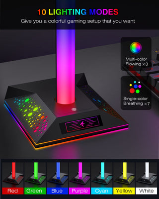 RGB Headphone Stand with Dual USB Charging Ports