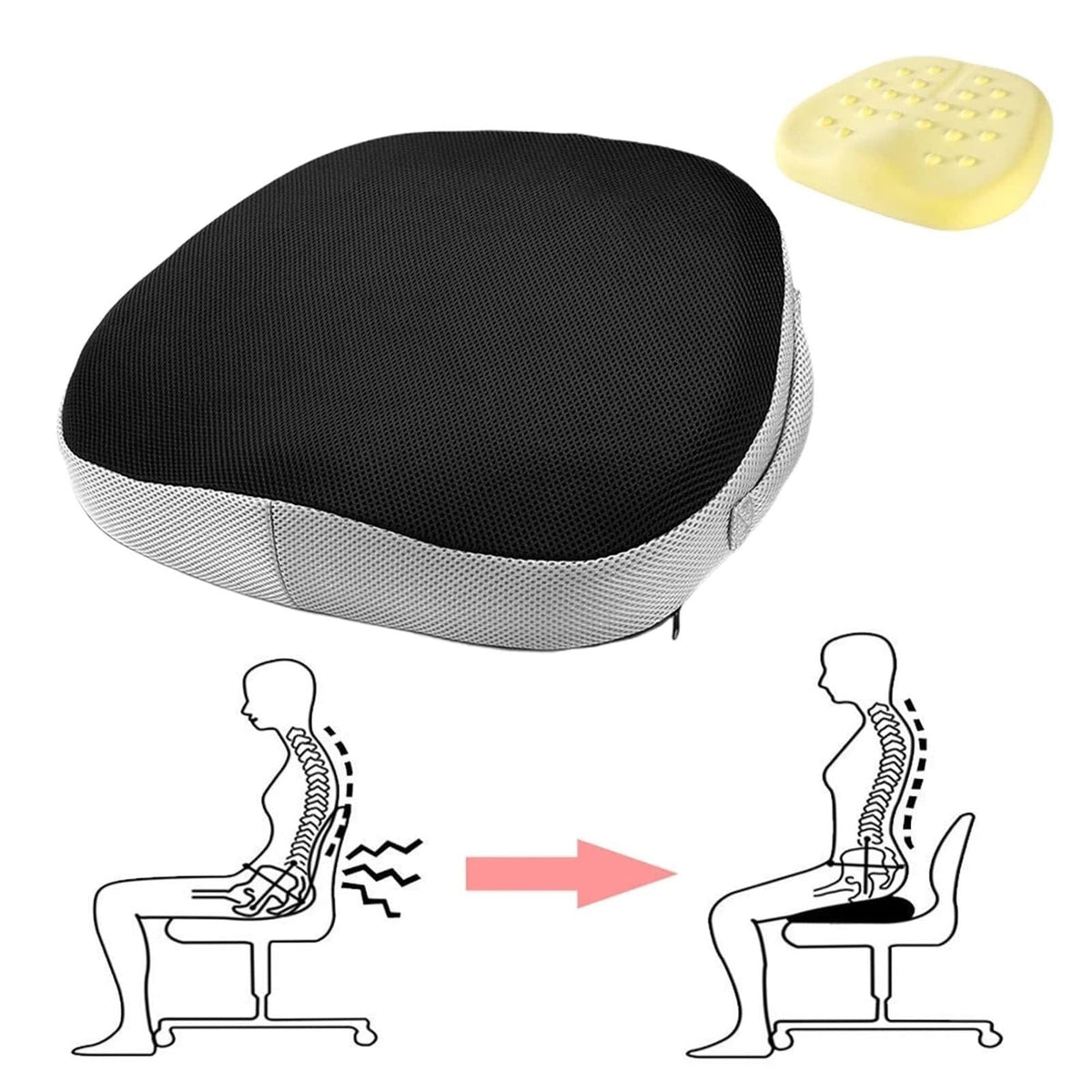 Ergonomic Memory Foam Seat Cushion with Pressure Relief Support