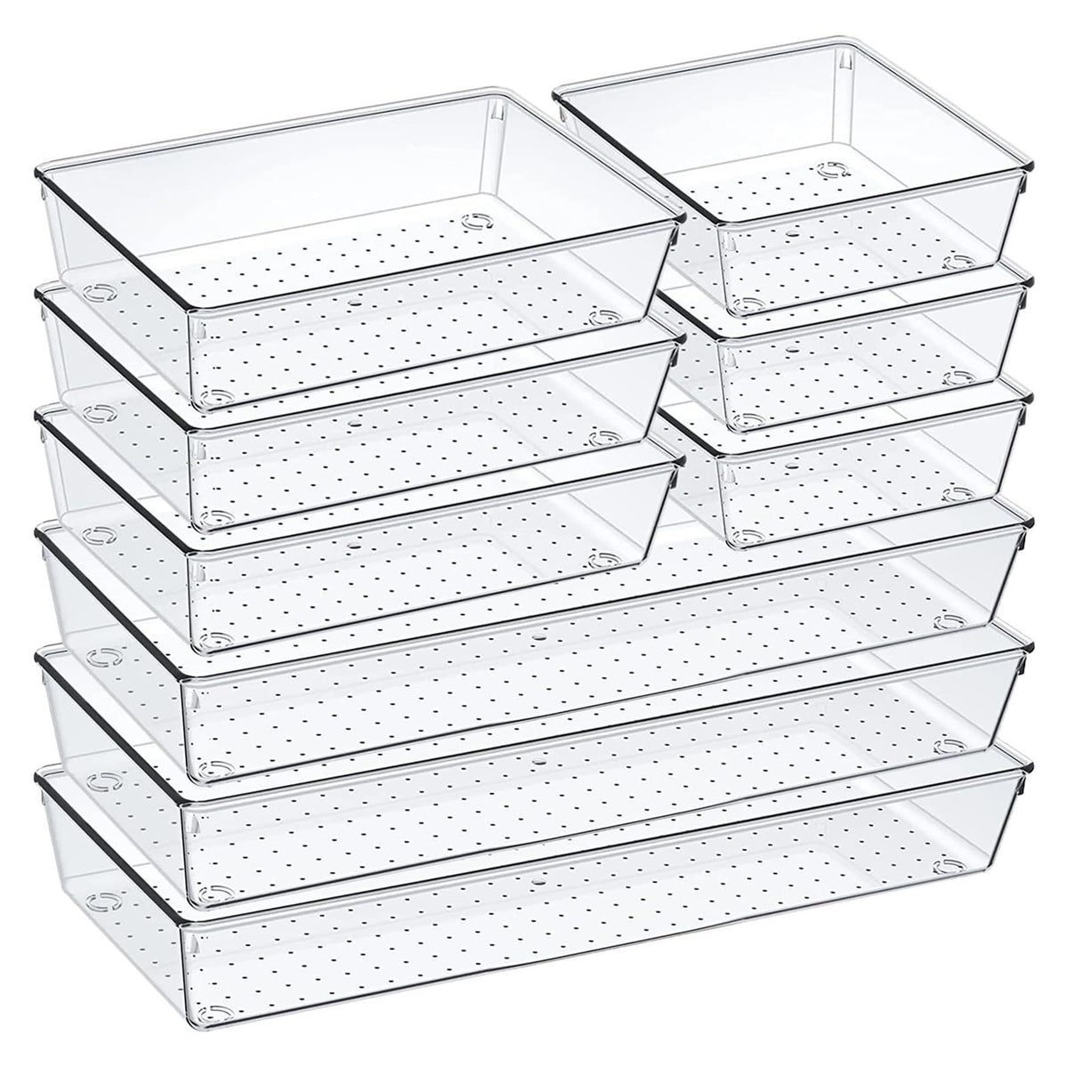 60-Piece Clear Plastic Drawer Organizer Set