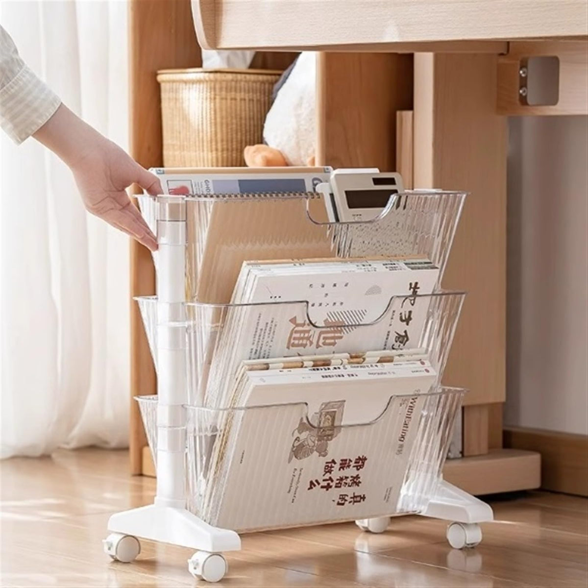 Transparent Document Storage Cabinet with Removable Bookshelf