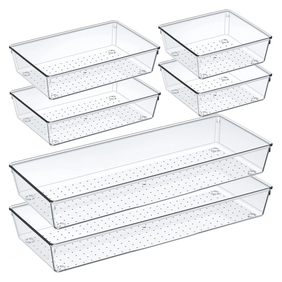 60-Piece Clear Plastic Drawer Organizer Set