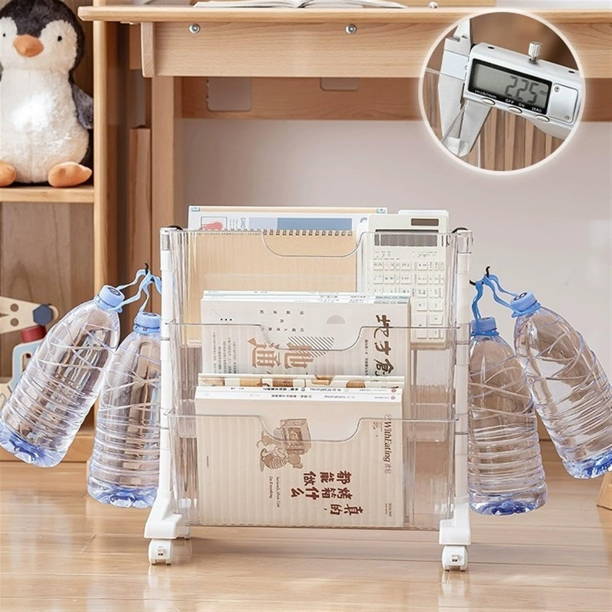 Transparent Document Storage Cabinet with Removable Bookshelf