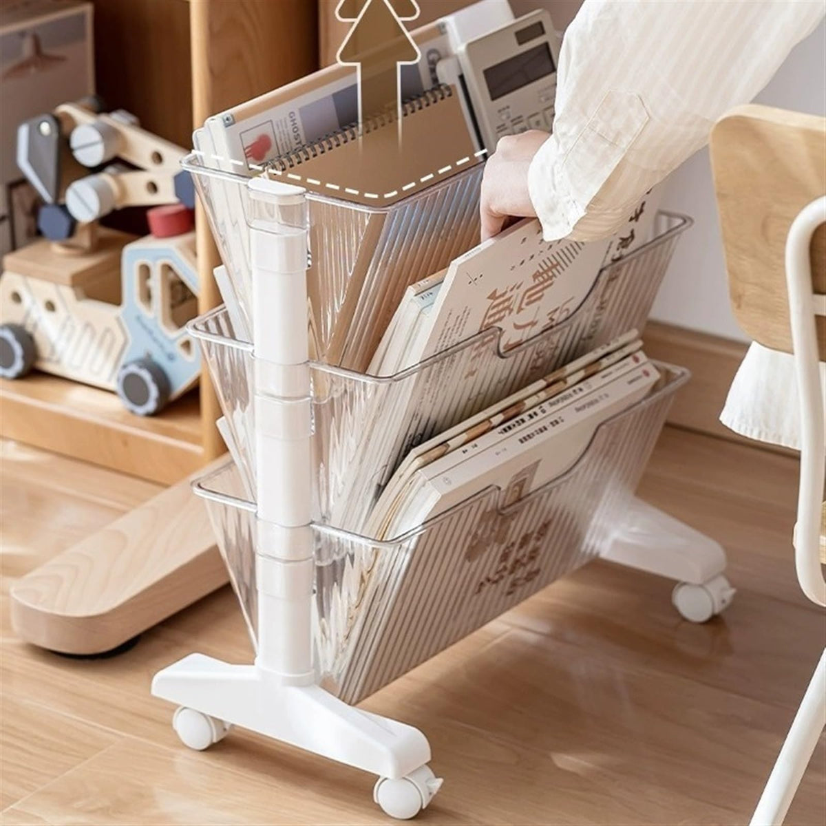 Transparent Document Storage Cabinet with Removable Bookshelf