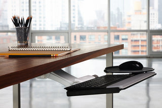 Adjustable Under-Desk Keyboard Tray Mechanism with Standard Track
