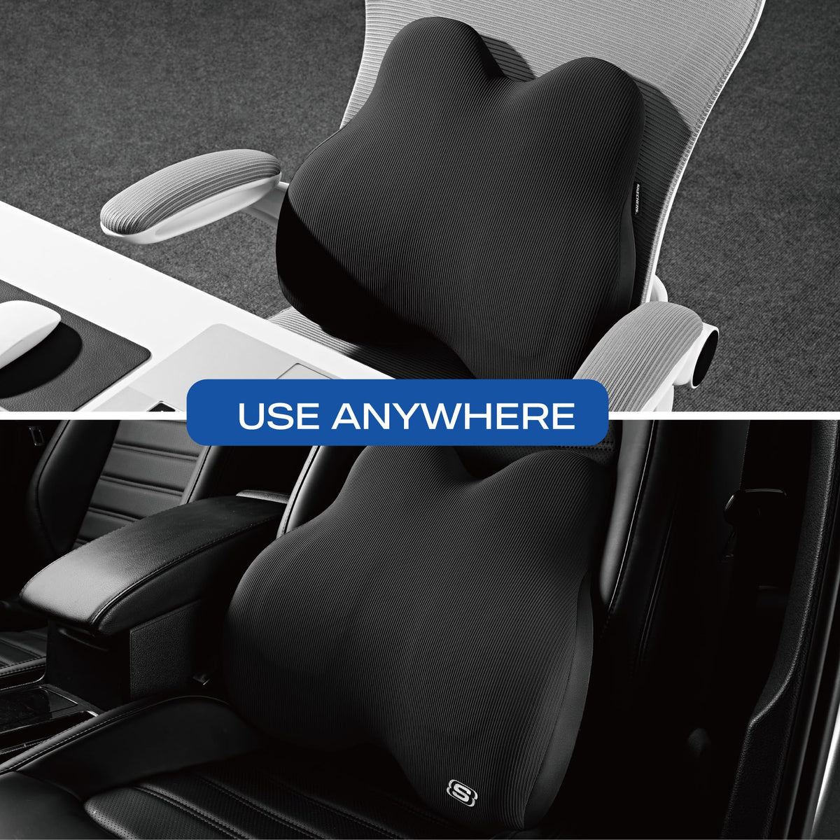 Memory Foam Lumbar & Seat Cushion Set for Office Chair, Car & Travel