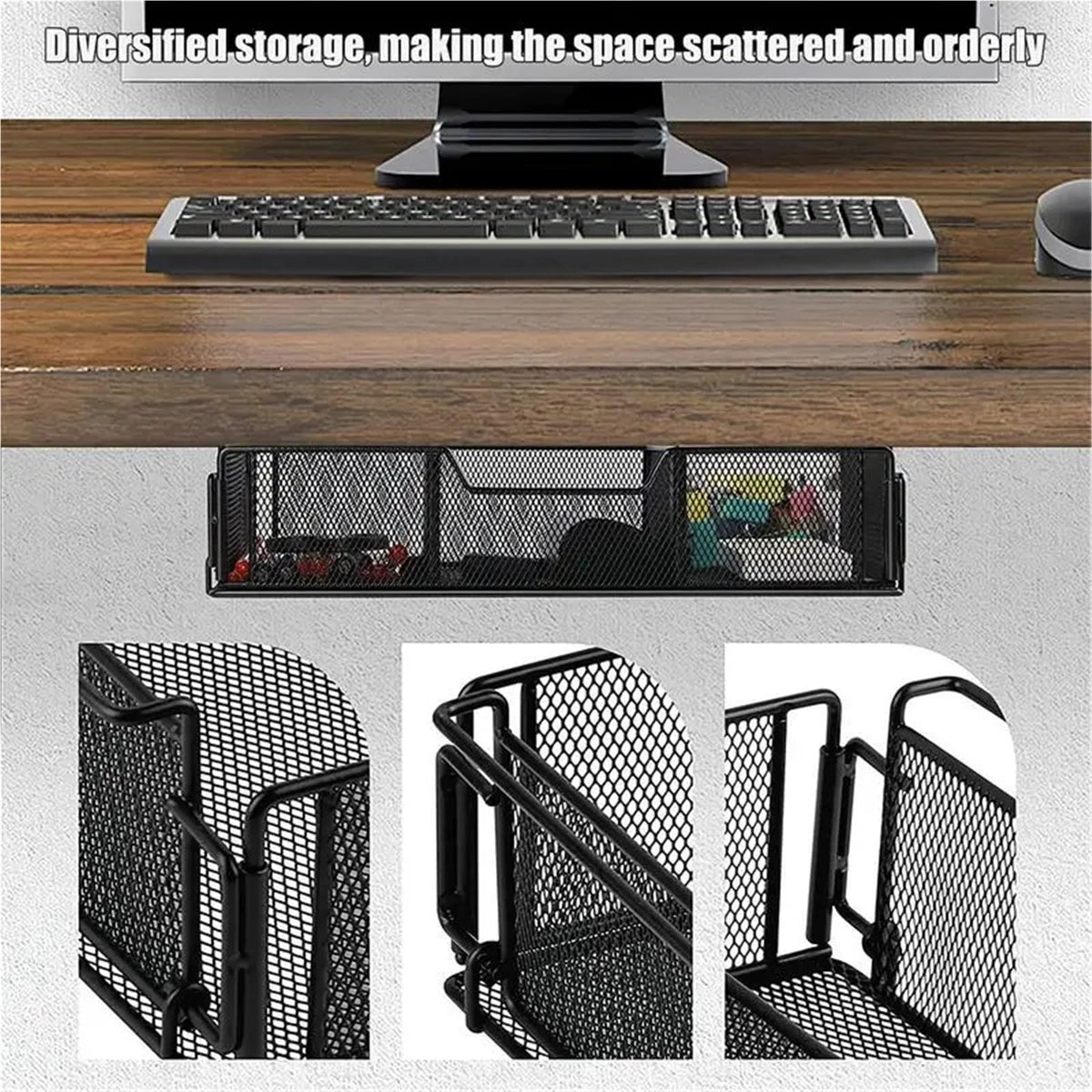 Metal Under-Desk Drawer Organizer for Office Supplies