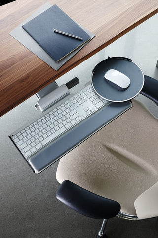 Adjustable Under-Desk Keyboard Tray Mechanism with Standard Track