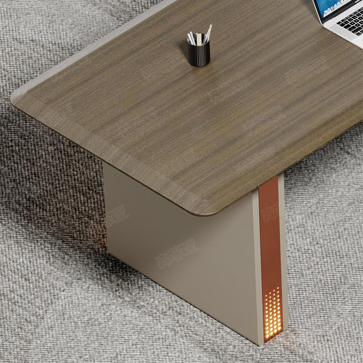 94" Modern L-Shaped Executive Office Desk with Lateral Cabinet