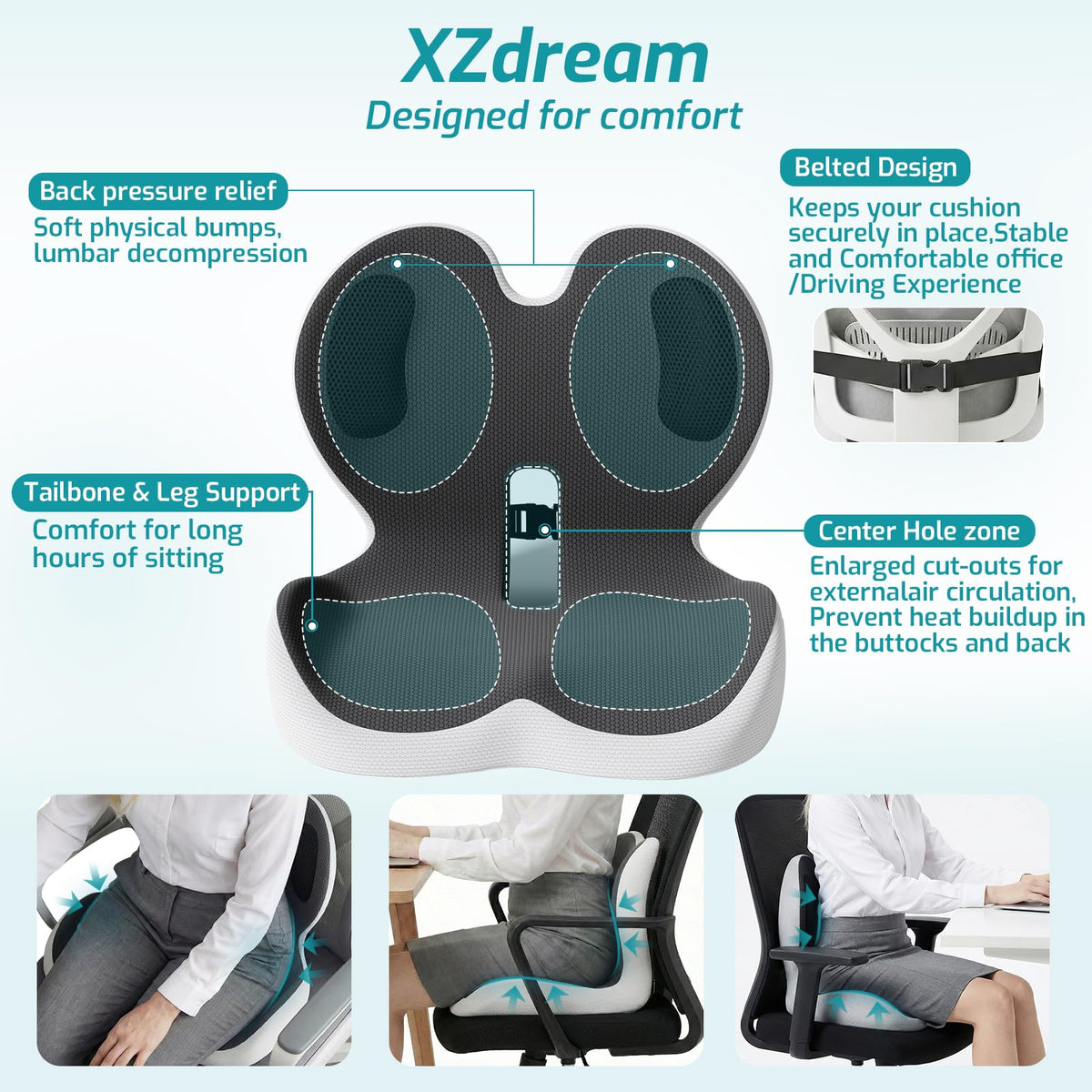 Ergonomic Seat Cushion,Office Chair Cushion with Lumbar Support Pillow