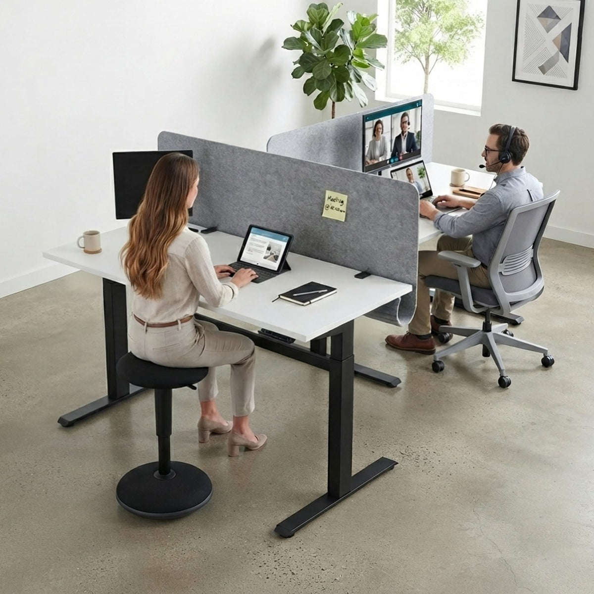 Desk Privacy Panel with Wire Management, 47.2" x 22.5" Cubicle Desk Divider