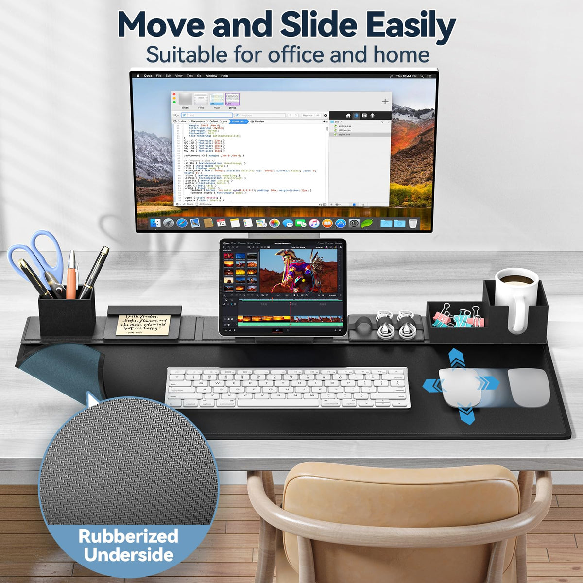 6-in-1 Magnetic Desk Mat Organizer with Phone, Cup & Cable Storage